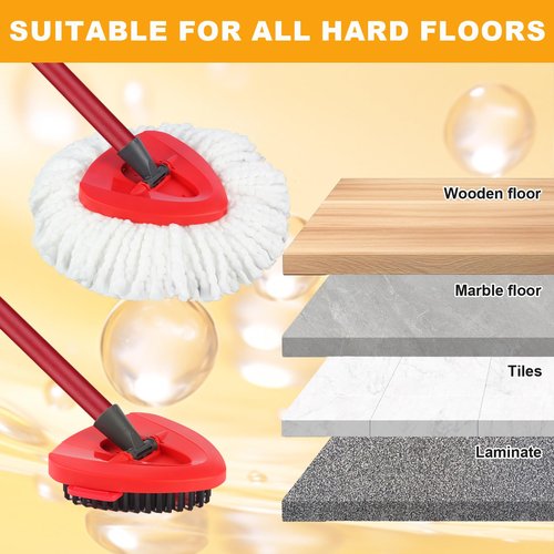 7-Pack Mop Heads Replacements for O Cedar EasyWring 1 Tank System, Includes 4 Microfiber Spin Mops, 2 Scrub Brushes, and 1 Base, Reusable Set Mop Replace Head for Cleaning Home, Bathroom, Kitchen