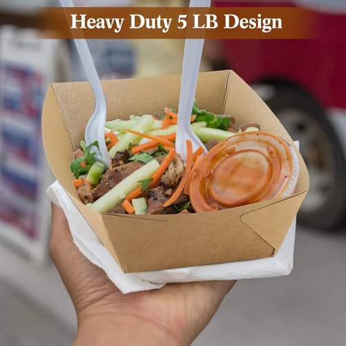 Sherr 500 Pcs 5 lb Kraft Paper Food Trays Boats Bulk, Disposable Nacho Kraft Paper Food Serving Trays Brown for Nachos, Tacos, Fries, Hot Dog, Corn, Bbq, Festivals, Party (Natural)