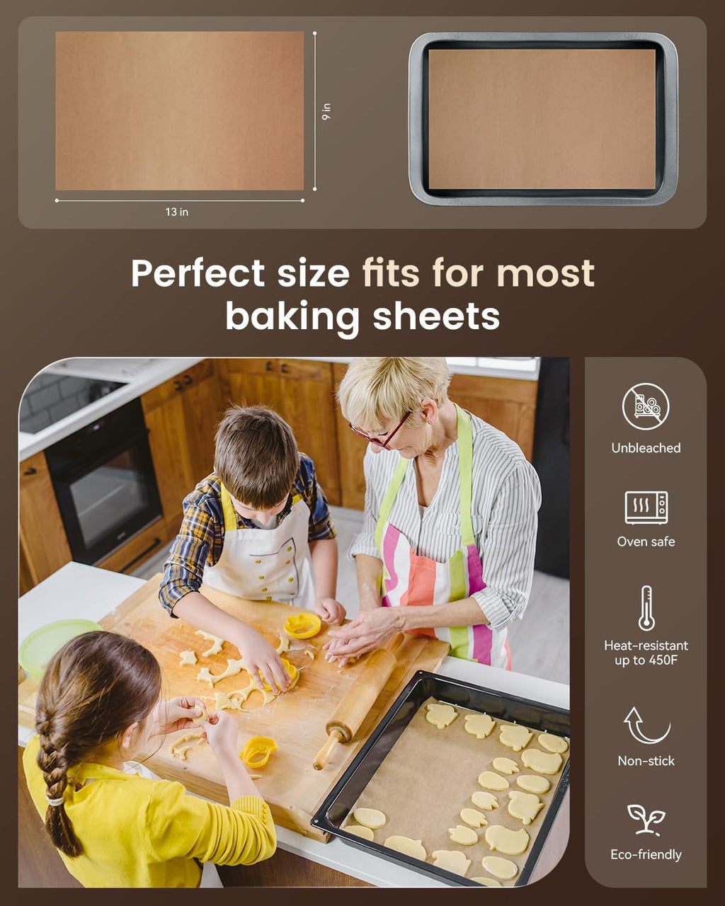 Parchment Paper Sheets - Non-Stick Precut Baking Paper for Grilling & Air Frying | 9x13 In, 100PCS