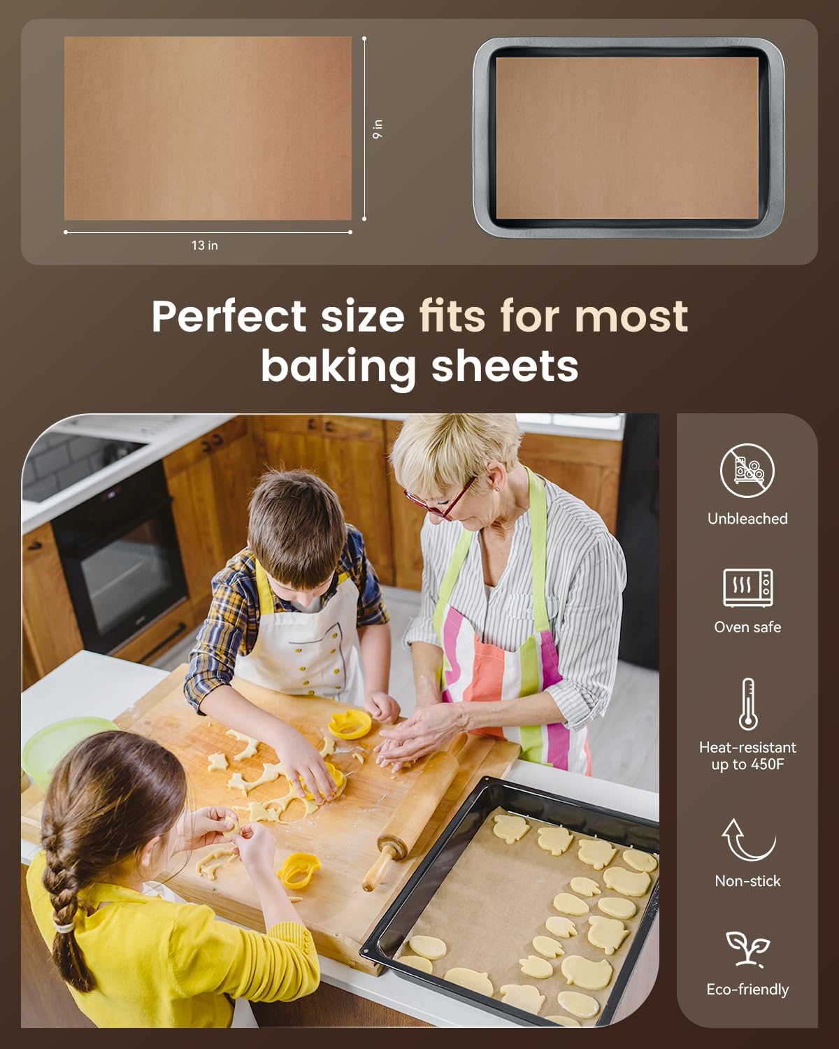 Parchment Paper Sheets - Non-Stick Precut Baking Paper for Grilling & Air Frying | 9x13 In, 100PCS