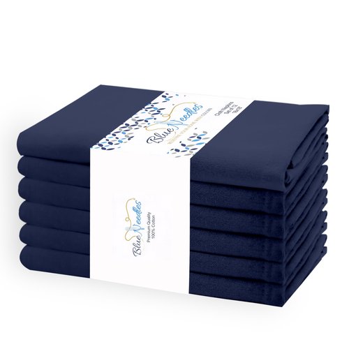 Blue Needles Solid Cloth Napkins Set of 6 Navy Blue 100% Cotton Dinner Napkins 18x18 inches - Soft, Reusable, Absorbent & Washable Linen, Ideal for Spring Summer Easter Events Parties & Everyday Use