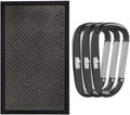 GORILLA GRIP WeatherMax Doormat - Heavy-Duty 17x29 Inch Gray Diamond + 3-Pack Black Carabiner Clips