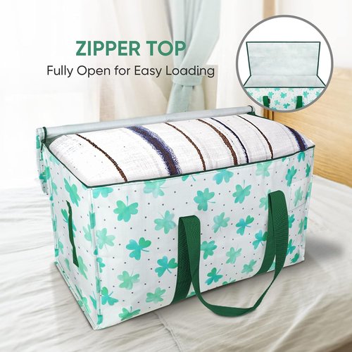 BALEINE Oversized Moving Bags - Heavy-Duty Storage Totes with Reinforced Handles | 2-Pack in Clover
