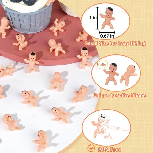 ZJJZGYXINTAI 120 PCS Plastic Babies for Games, 1 Inch Mini Babies Bulk for Baby Shower Game, Tiny Baby Figurines for My Water Broke Ice Cube Game, King Cake Babies for Party Decorations