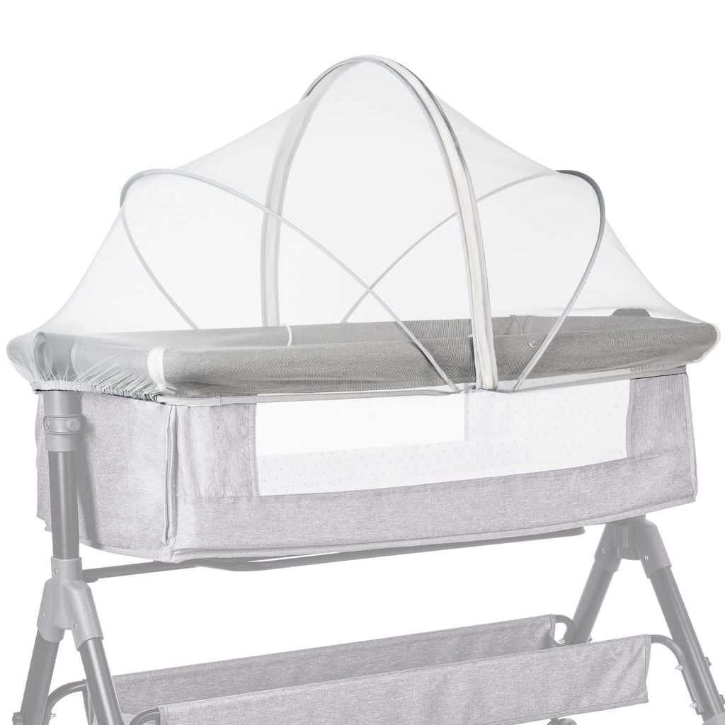 DUSHARKFUN Bassinet Cover Mosquito Net for Babies to Keep Insects/Bugs/Cats Out, Toddler Bassinet/Bedside Sleeper/Crib Net with Two-Way Zippers & Storage Bag, Breathable Mesh Holes, White
