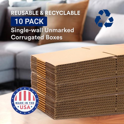 BOX USA Large Moving Boxes - 10-Pack Corrugated Cardboard for Shipping & Storage | 23"L x 17"W x 12"H