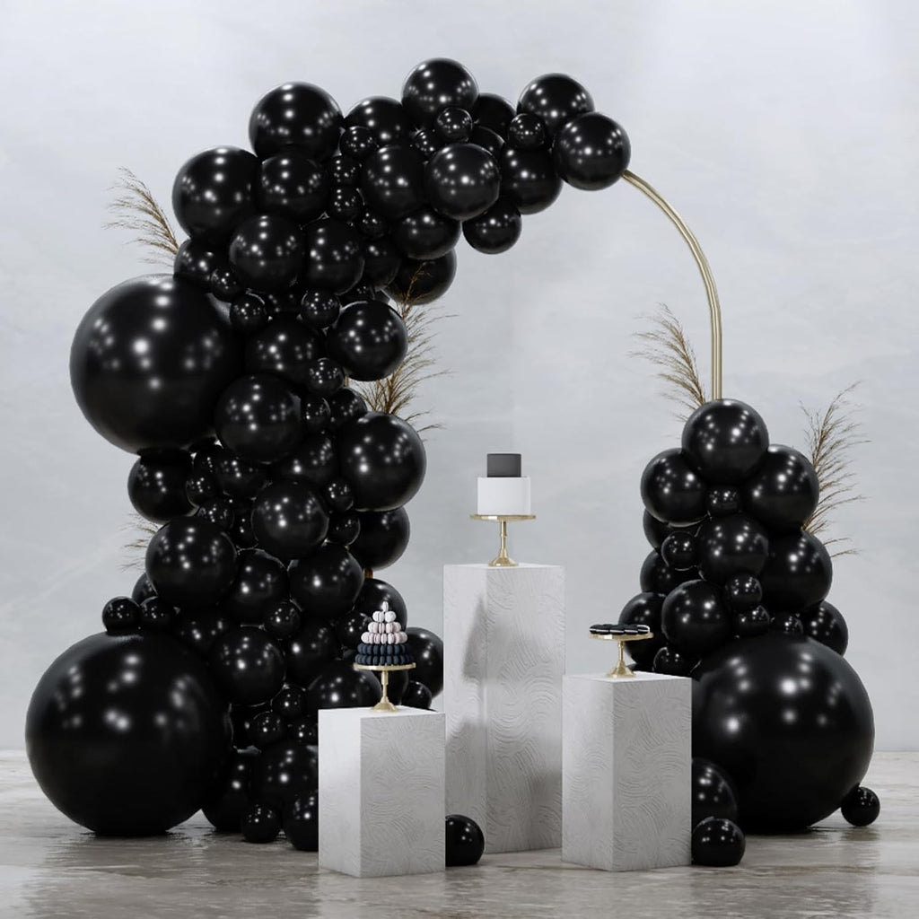 PartyWoo Black Balloons - 128-Piece Arch Kit with Various Sizes for Baby Showers, Birthdays & Anniversaries