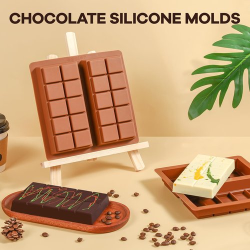 Fimary Dubai Chocolate Molds 1 Inch Deep, Silicone Chocolate Bar Mold – Non-Stick, Flexible, Large and Thick Homemade Chocolates, Candies, and Desserts - Set of 1