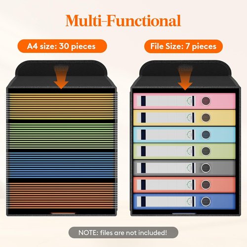 Lifewit File Organizer Box - Portable A4 Hanging File Storage - Dark Gray, 2-Pack for Home & Office