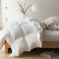 Maple&Stone Queen Size Feather Down Comforter - Ultra Soft 100% Cotton Cover | All Season Fluffy Duvet Insert 90 x 90 Inches