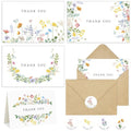 Hidreas 48 Pack Floral Thank You Cards with Envelopes, Watercolor Wildflower Thank You Notes with Kraft Envelopes Sticker for Birthday Wedding Baby Shower Bridal Shower Teachers Graduation, 4 x 6 Inch