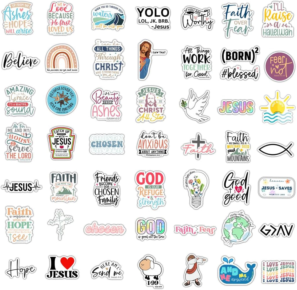 Skiennix 100 Pack Christian Stickers - Waterproof Vinyl Bible Verse Designs for Kids & Teens | Perfect for Water Bottles, Laptops, and Phone Cases