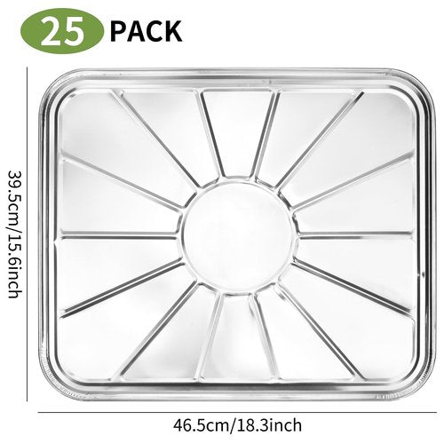 Roponan 25 Pack Disposable Foil Oven Liners, 18.5 x 15.5 Inch Aluminum Foil Liners for Electric Oven & Gas Oven, Oven Drip Pan Tray for Baking, Roasting, Grilling & Cooking