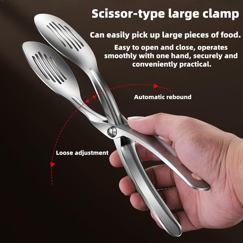 Huakai Kitchen Metal Tongs, Heat-Resistant 600°C Stainless Steel Cooking Tongs, Perfect for Food, Steak,Bread,Pizza,Salads and BBQ,Stable Clamping and Flipping Performance.