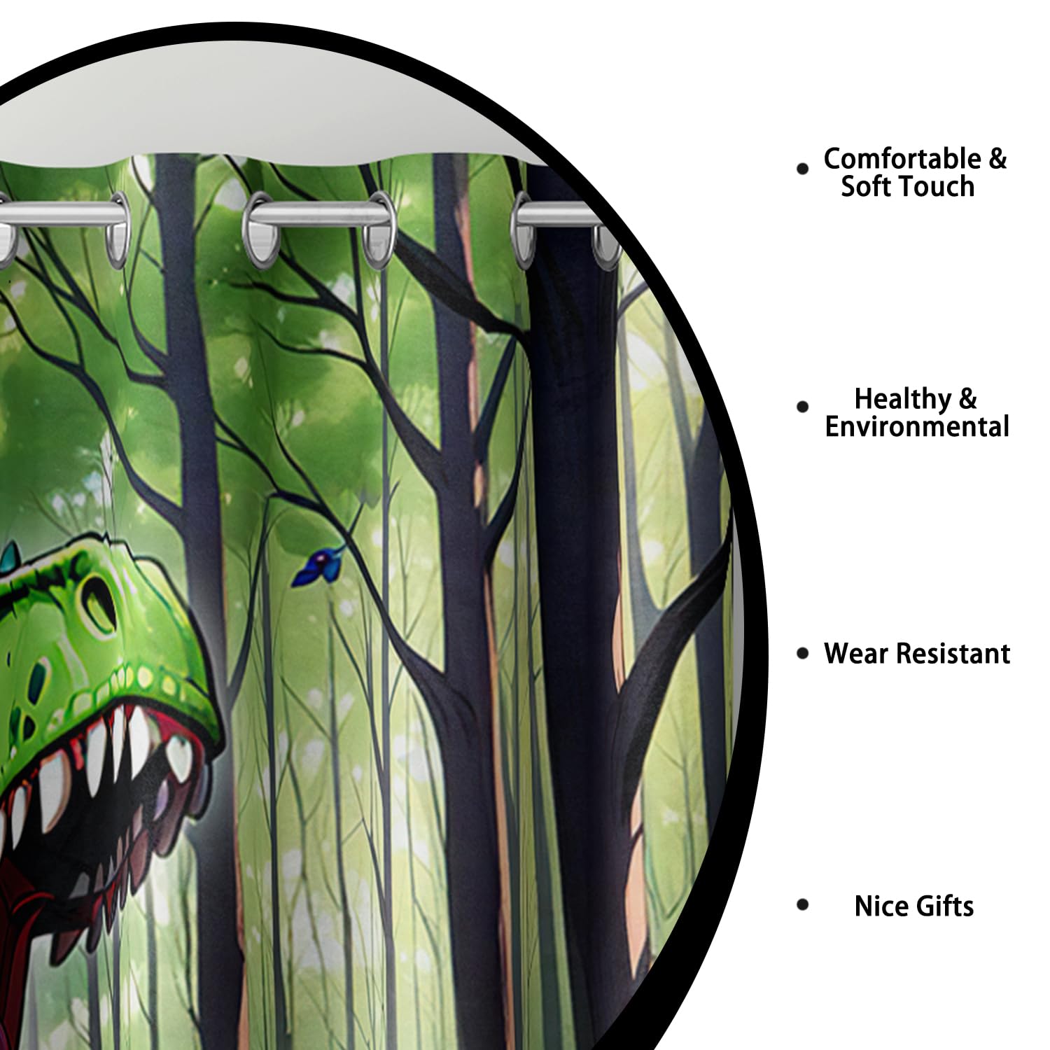 AILONEN Cartoon Truck Dinosaur Window Curtain,Kawaii Dinosaur Drapes Curtains for Bedroom Living Room for Boys Kids,Tropical Wildlife Window Treatments Drapes, 42" W x 63" H (2 Panels)
