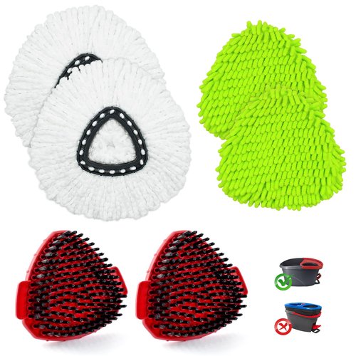 Mop Heads Replacement for Ocedar, Mop Replace Head for Ocedar EasyWring 1 Tank, Microfiber Spin Mop Refills, Include 4 Spin Mop Replacement Head Deep Cleaning Machine Washable with 2 Scrubber Mop Head