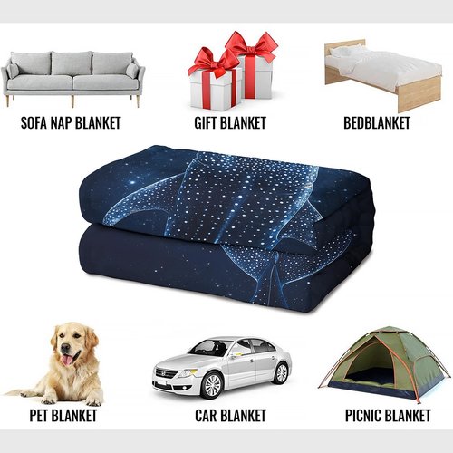 YISUMEI Whale Shark Space Stars Blanket Ocean and Starry Sky Lover Gifts for Adults & Kids – Ultra Soft Plush Throw Blanket for Bed, Couch, Camping - 60"x80"