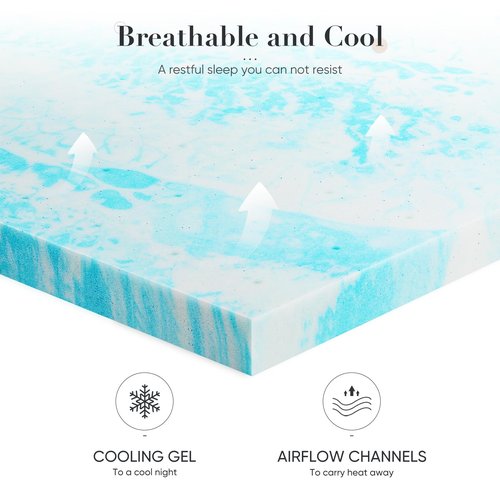 DUMOS Memory Foam Mattress Topper Twin, 3 Inch Thick Gel Infused Bed Toppers for Twin Size Bed, Soft Cooling Mattress Pads for Sleeper Sofa, RV, Camper, CertiPUR-US Certified, Blue