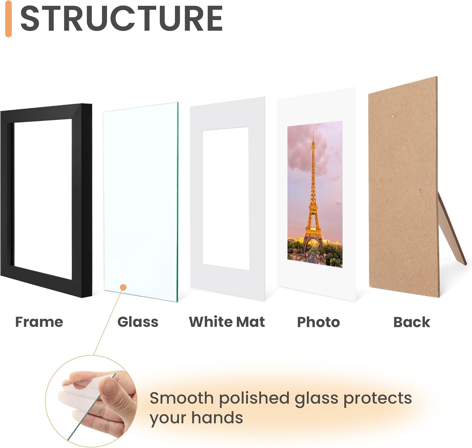 Upsimples 5x7 Picture Frame Set of 3 - High Definition Glass for 4x6 or 5x7 Photos | Black Wall & Tabletop Display