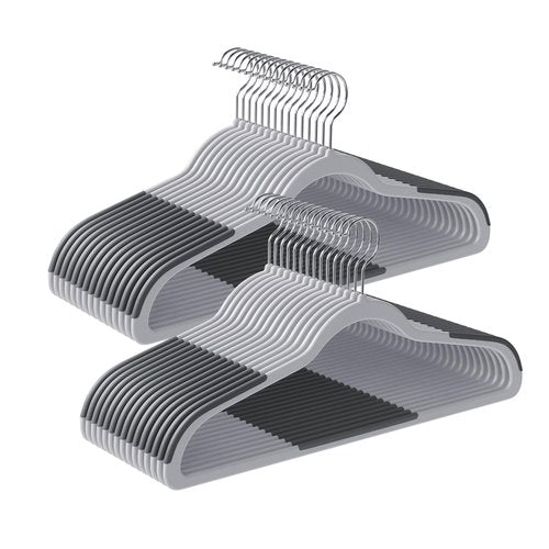 SONGMICS Clothes Hangers, Pack of 50 Plastic Coat Hangers, Space-Saving, Light Gray and Dark Gray UCRF50G