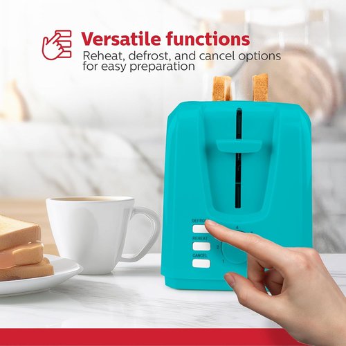Holstein Housewares 2-Slice Toaster - Extra-Wide Slots, 7 Browning Settings, Compact Stainless Steel, Teal