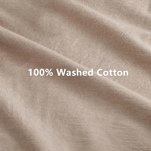 100% Washed Cotton Weighted Blanket Cover, Linen Feel Duvet Cover for Weighted Blanket 60"x80", Plain Simple Cotton Heavy Blanket Duvet Cover (Beige, 60"x80")