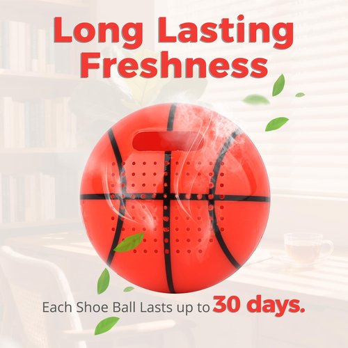 Knixmax Shoe Deodorizer Balls Strong, Odor Eliminator for Sneaker Gym Bag Closet Locker, Work Boot Drawer Freshener, Unpleasant Smell Remover Ball for Men Women Teens, 6 Packs Cologne Basketball