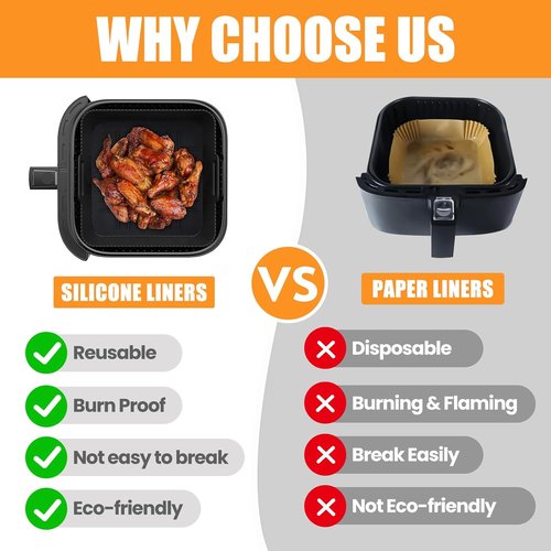 COSORI Silicone Air Fryer Liner - Dishwasher Safe Accessories for 6Qt TurboBlaze | Compact & Large Size