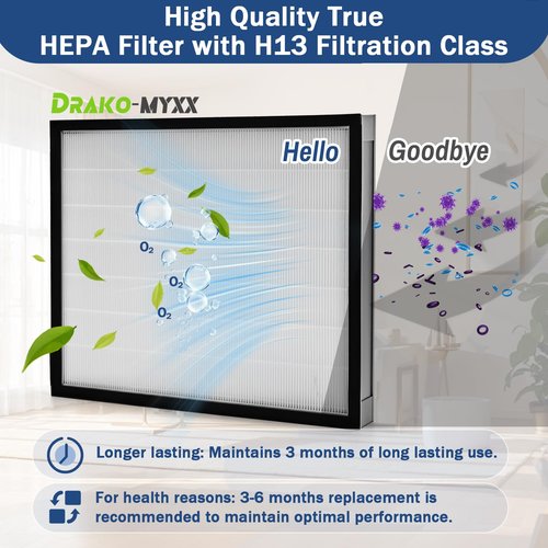 Drako-Myxx 2 Pcs Upgrade HEPA 550 Filter, F301H Air Scrubber Stage 2 HEPA Filter, HEPA Air Shield 550 Filter,16 x 19 x 2", AS-550 Filters, Replacement for BlueDri, Dri-Eaz, Phoenix, and Bear