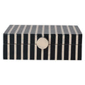 Creative Co-Op Handmade Mango Wood and Resin Striped Storage Box with Knob, Black, Tan & Natural