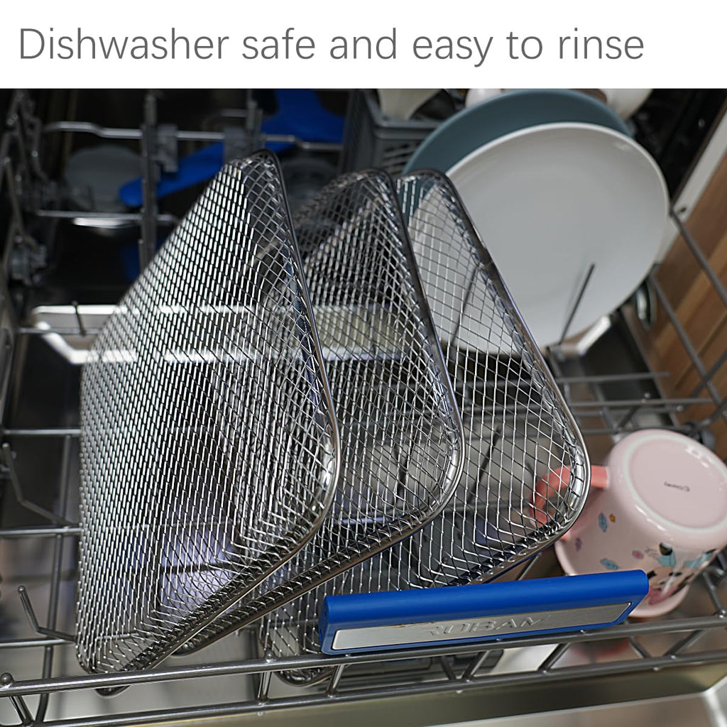 Kispog Uncoated Stainless Steel Cooking Tray Compatible with Instant Pot Vortex 10QT Only - PFAS & Teflon-Free - Dishwasher Replacement Racks, 10.2"x8.97" 3-Pack Mesh for 360 Airflow & Crisping