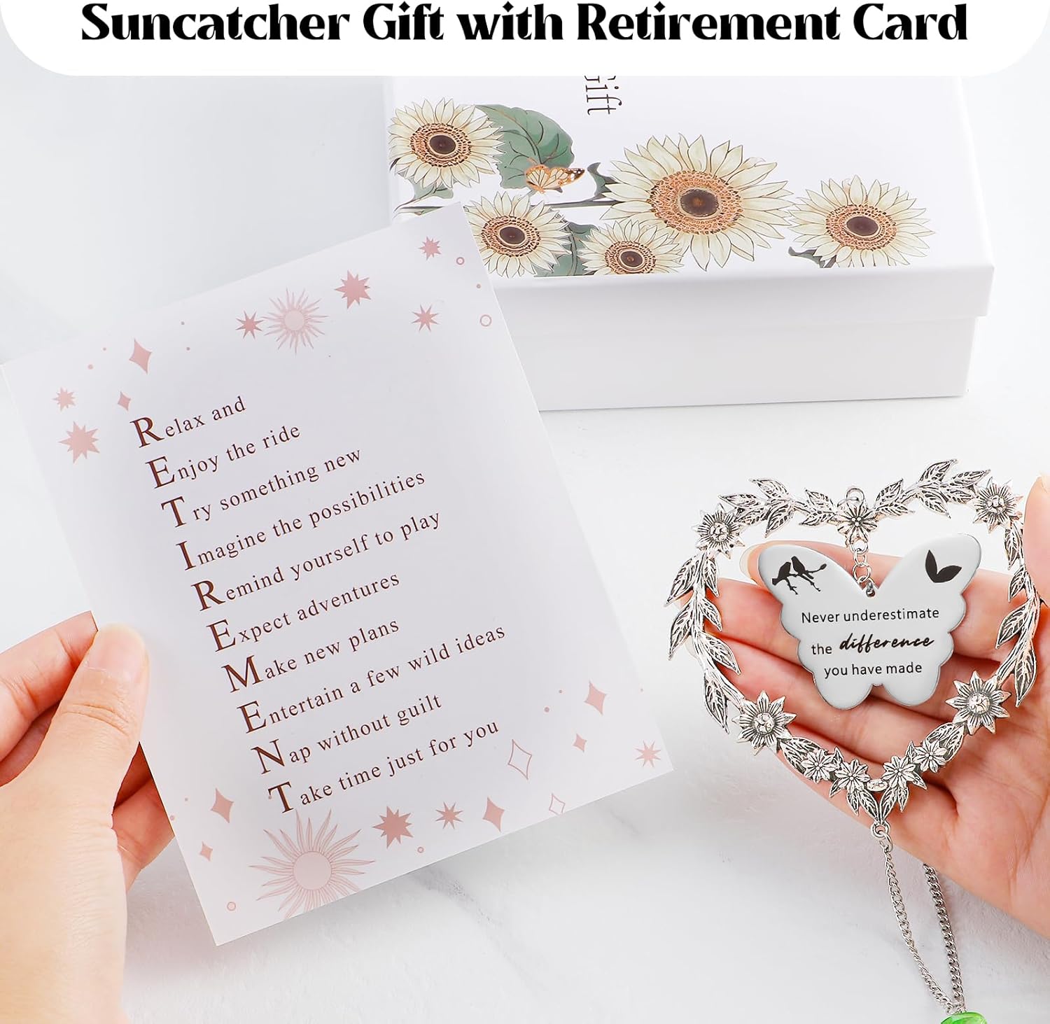 Skiennix Retirement Gift Sun Catcher - Heart-Shaped Rainbow Maker Ornament for 2025 Farewell