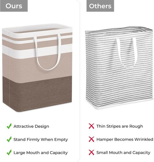 HomeHacks Large Waterproof Laundry Basket - Collapsible Freestanding Hamper with Extended Handles (Brown, 125L)