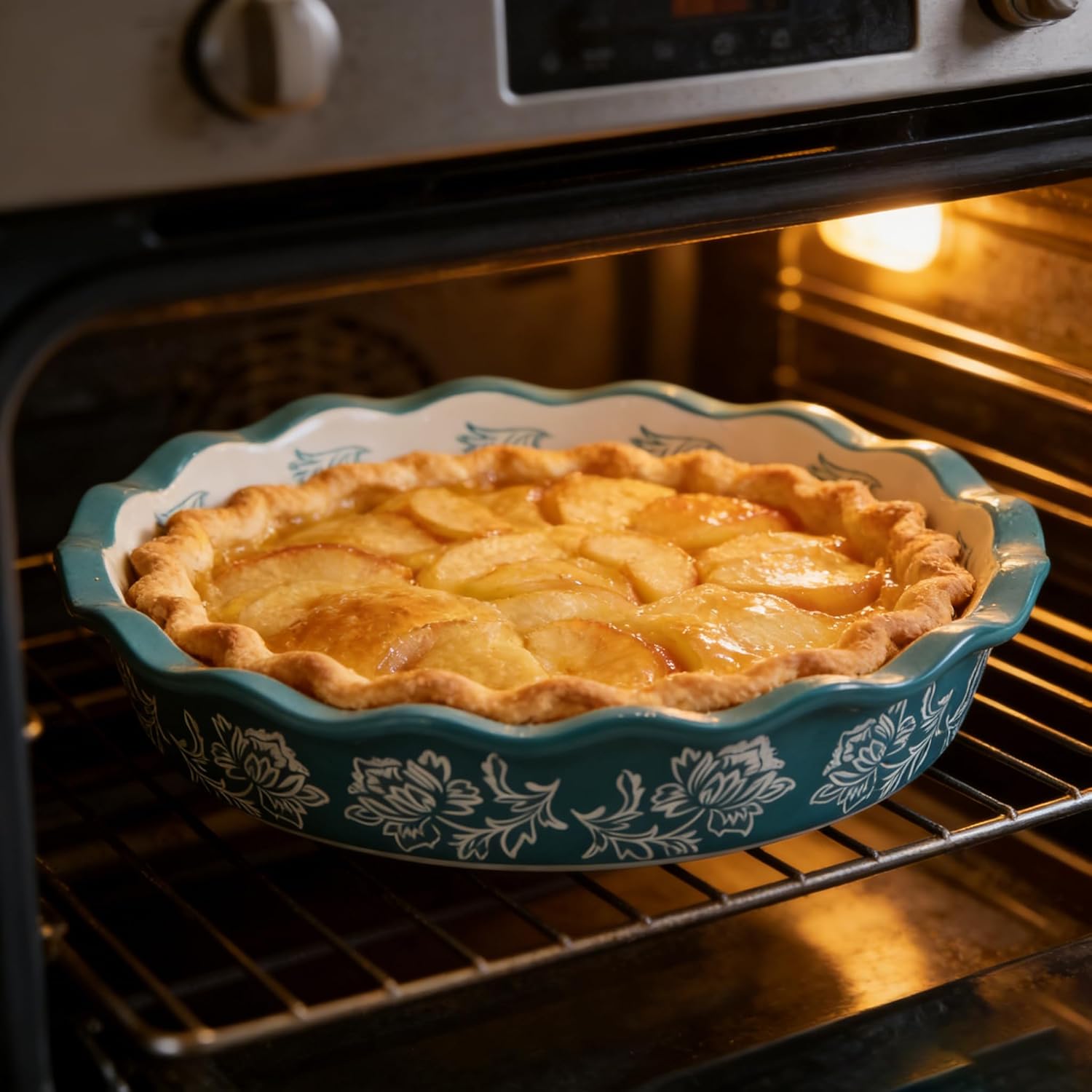 Wisenvoy Ceramic Pie Pan - Non-Stick Deep Blue Porcelain Dish for Perfect Baking | 9-Inch Size