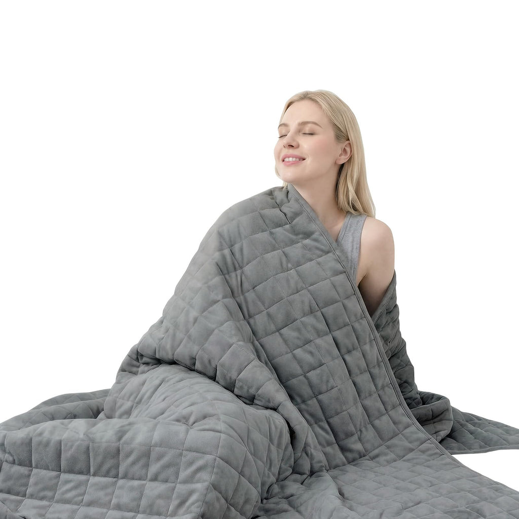 Smart Queen Weighted Blanket for Adults, Full Size 48x72,10lbs, Soft Heavy Blanket Machine Washable for Fall, Bedding &Napping with Premium Glass Beads (48x72 | 10lbs Grey)