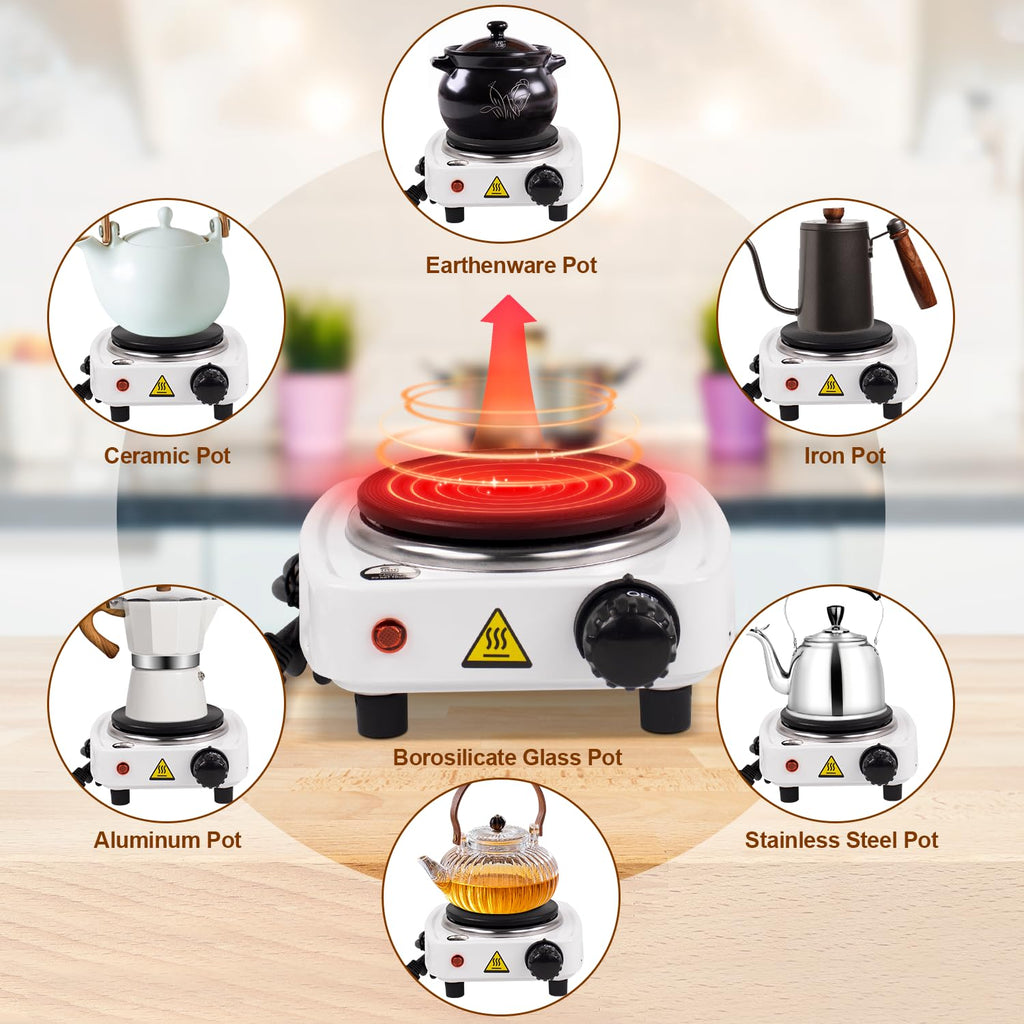 DITOSH 7-in-1 Moka Pot Espresso Set with Electric Stove 3 Cup Aluminum Stovetop Coffee Maker Percolator Italian Classic Mocha Coffee Machine with Hand Grinder Sealing Canister Spoon Portable Camping