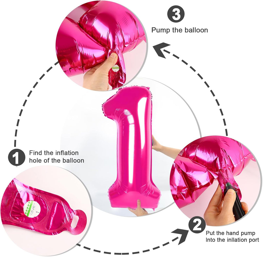 Skiennix 40-Inch Hot Pink Number Balloons - Perfect for 5th Birthday & Wedding Decor | Set of 5