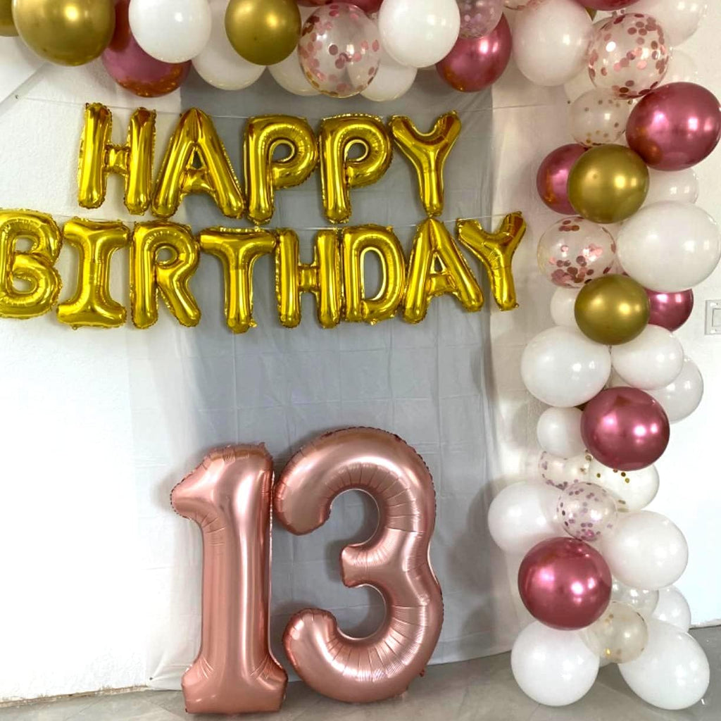 Rose Gold Number 3 Balloon - 40 Inch Large Foil Mylar Helium Balloon for Birthday & Celebration Decor