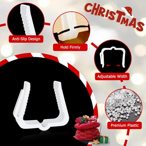 Christmas Light Hanger Clips for Fascia Board, Deck Banister, Roof Gutter, Fence, Eave Decoration - Plastic Holiday Clips (50 PCS, 1 5/8")