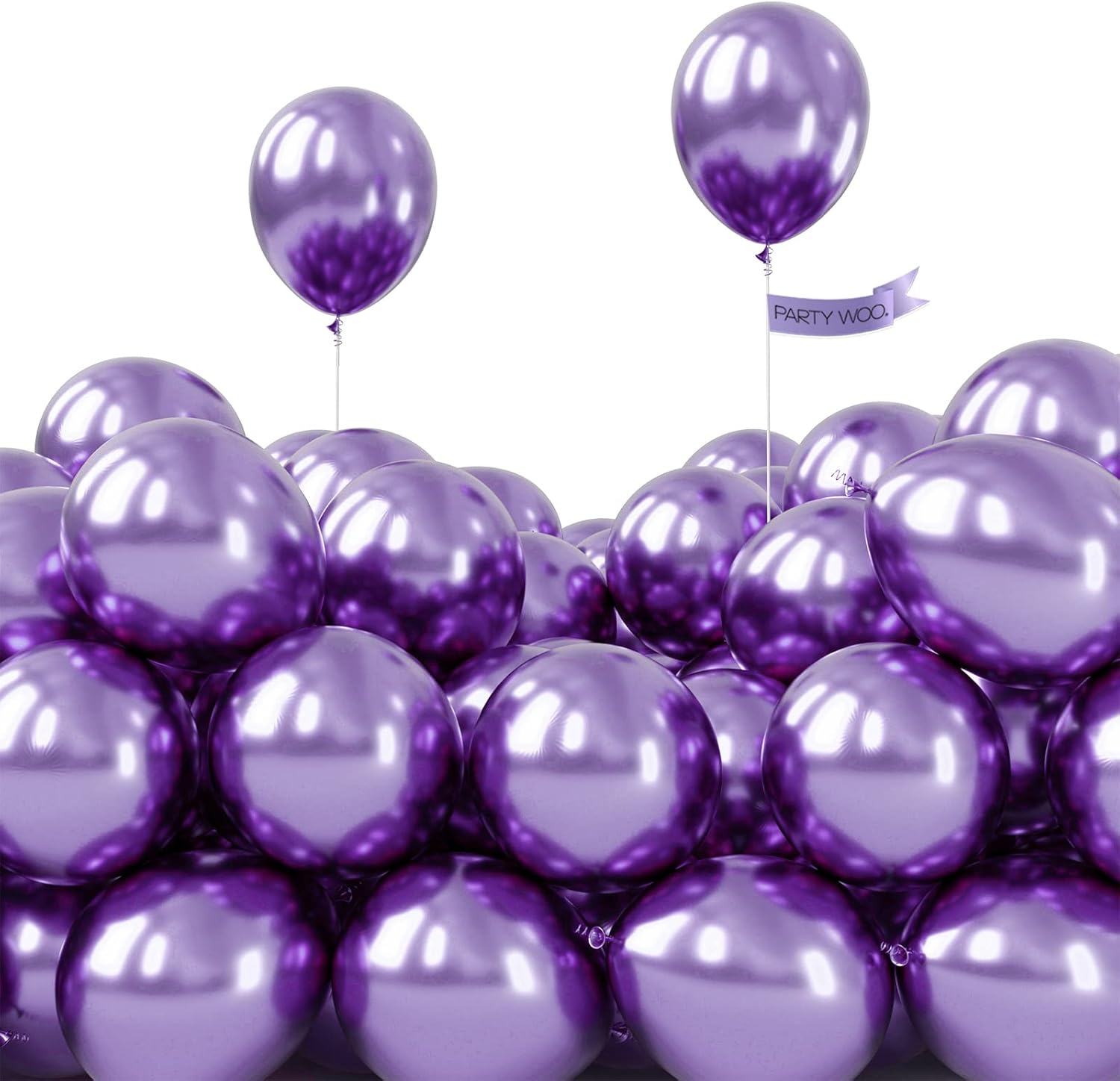 PartyWoo Metallic Purple Balloons - 50 Pcs Mini Chrome Latex Balloons for Celebrations | 5 Inch