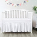Crib Bed Skirt - Skiennix 28” x 52” Pleated Dust Ruffle | Adjustable Fit for Toddler Beds, Soft White