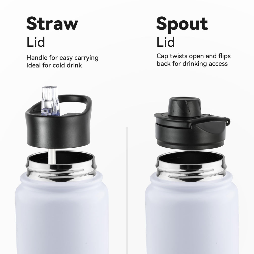 VEGOND 24oz Insulated Stainless Steel Water Bottle with Straw Lid, Double Wall Vacuum Insulated, Ideal for Hiking, Gym, Work, or Home Use, White 8 Pack