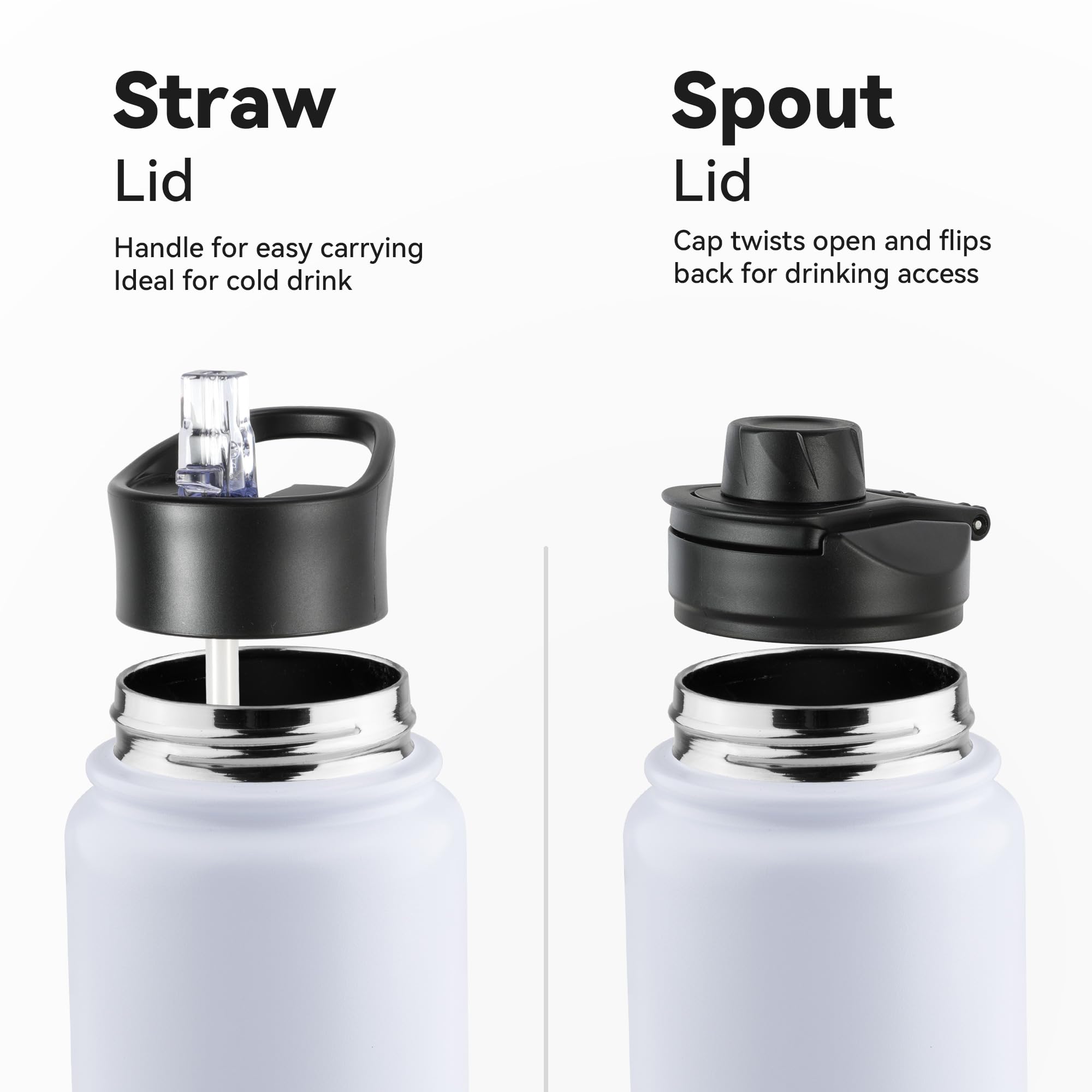 VEGOND 24oz Insulated Stainless Steel Water Bottle with Straw Lid, Double Wall Vacuum Insulated, Ideal for Hiking, Gym, Work, or Home Use, White 8 Pack