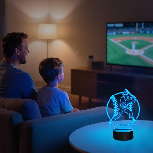 Attviolife Baseball Night Light, Baseball Gifts for Kids, 3D Optical Illusion Bedside LED Lamp with Remote Control & 16 Colors Changing & Timer, Teens Boys Men Sport Fan Christmas Birthday Presents