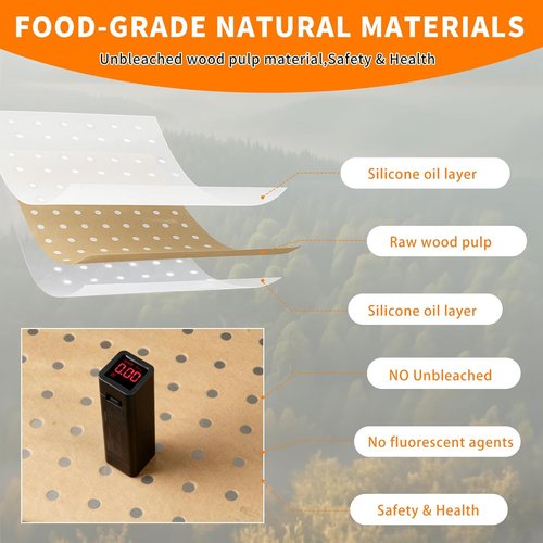 MEIYA Disposable Air Fryer Liners - 180 Pcs Non-Stick Parchment Paper Sheets | 9x11 Inch Rectangular Size