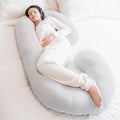 Regalo C Shaped Pregnancy Pillow for Sleeping, Full Body Maternity Pillow with Removable Cover, Support for Back, Belly, Hips & Legs, Body Pillow for Side Sleepers, Gray