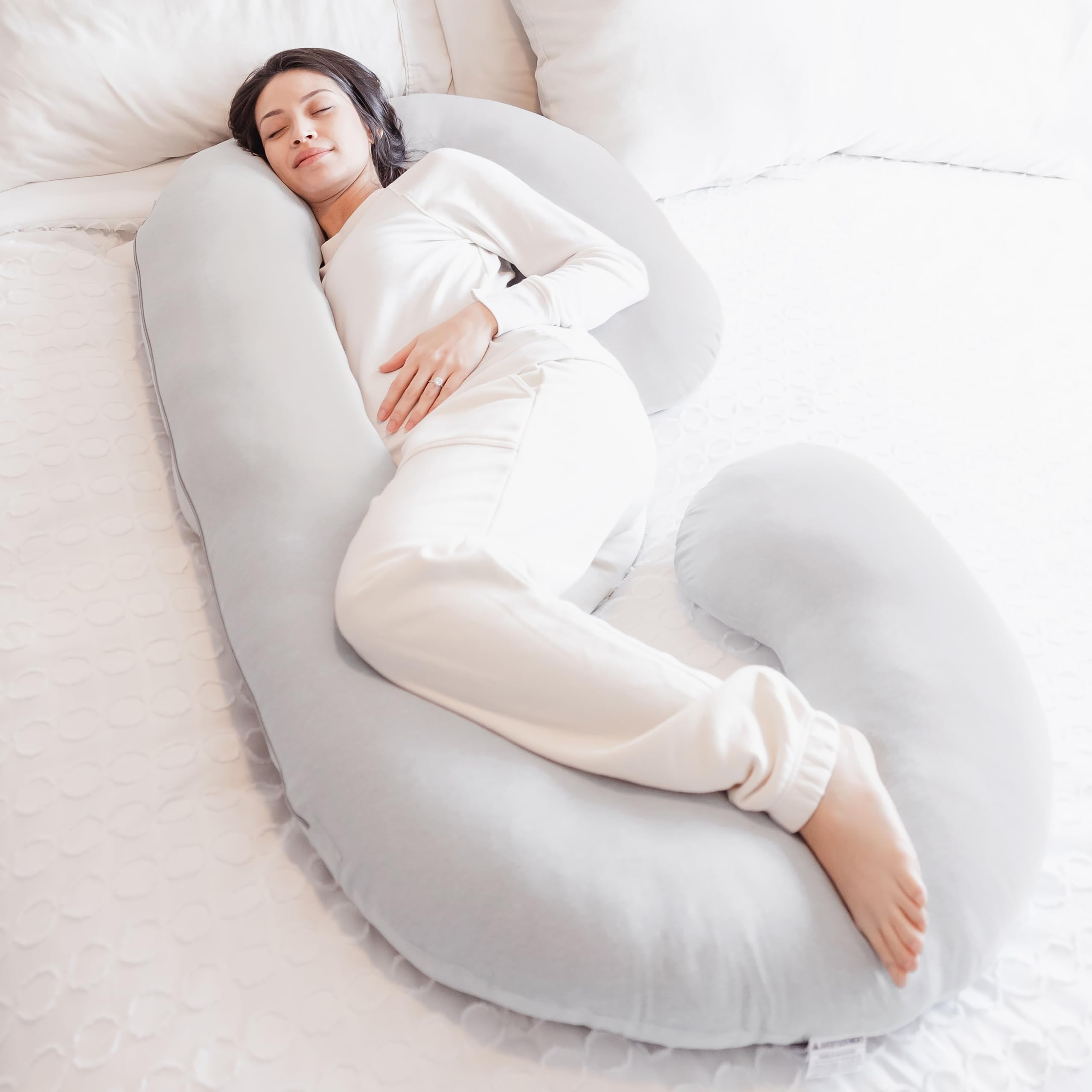Regalo C Shaped Pregnancy Pillow for Sleeping, Full Body Maternity Pillow with Removable Cover, Support for Back, Belly, Hips & Legs, Body Pillow for Side Sleepers, Gray