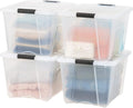 IRIS USA 54 Qt Stackable Plastic Storage Bins - BPA-Free, Durable Lids, Clear Organizing Solution | 4 Pack