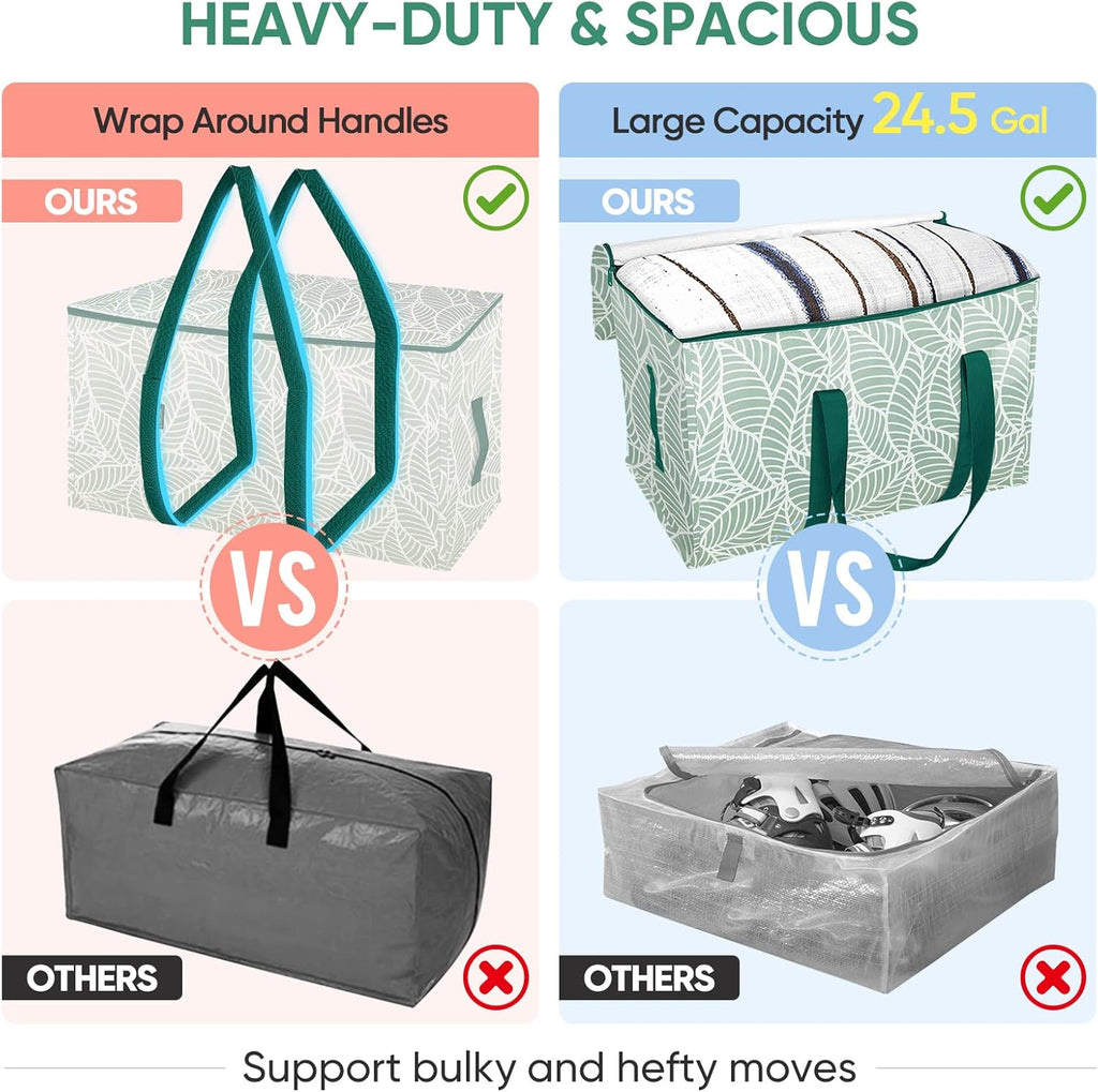 BALEINE Oversized Moving Bags - Heavy-Duty Storage Totes with Reinforced Handles | 2-Pack Antique Foliage