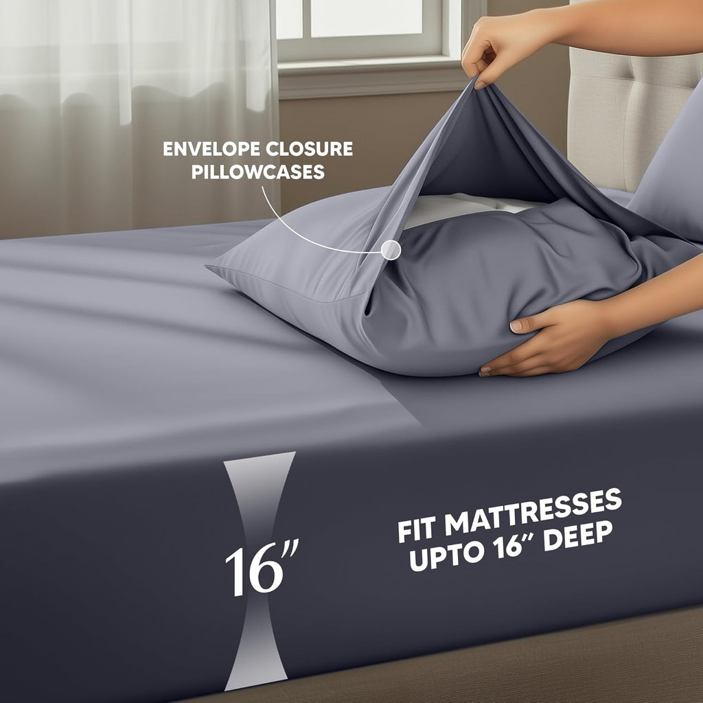 Utopia Bedding Queen Size Sheet Set - Soft, Breathable Microfiber - 4 Pieces in Grey